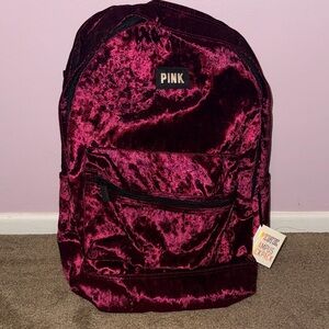 PINK Velvet Campus Backpack in Burgundy